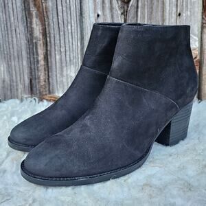 Black Ankle Boots Blondo Nelli Size 9.5 Nubuck Leather Heel Side Zip Waterproof